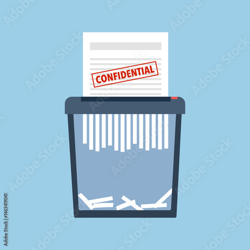 Confidential contract paper in shredder machine.