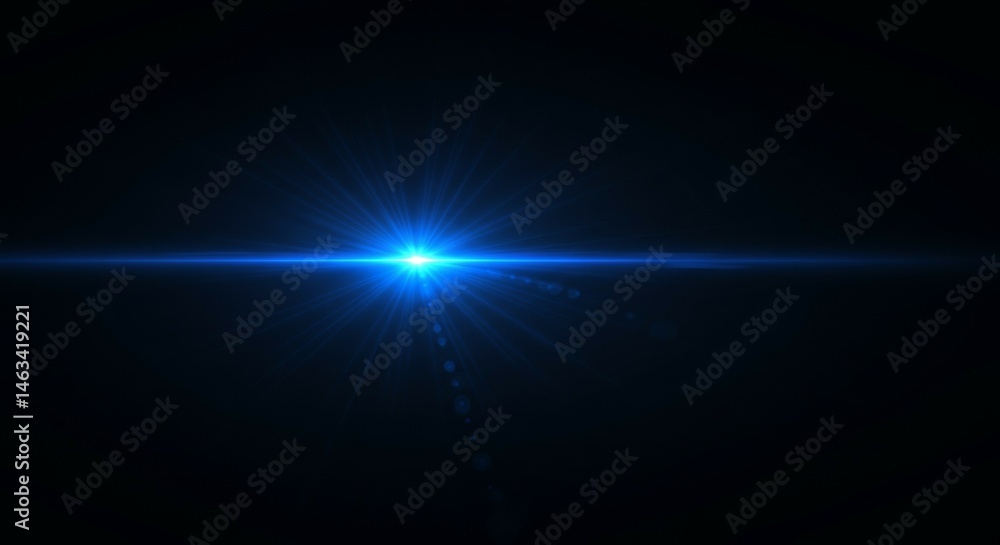 Glowing Blue Light Beam on Black Background Glowing Blue Light Beam on Black Background