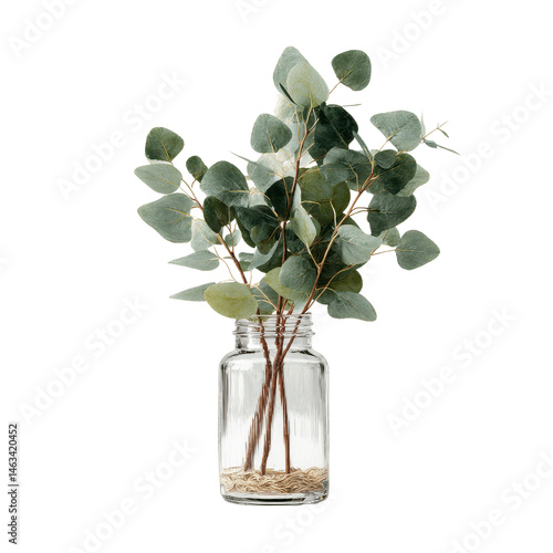 Eucalyptus Branches in a Clear Glass Vase - Minimalist Home Decor
