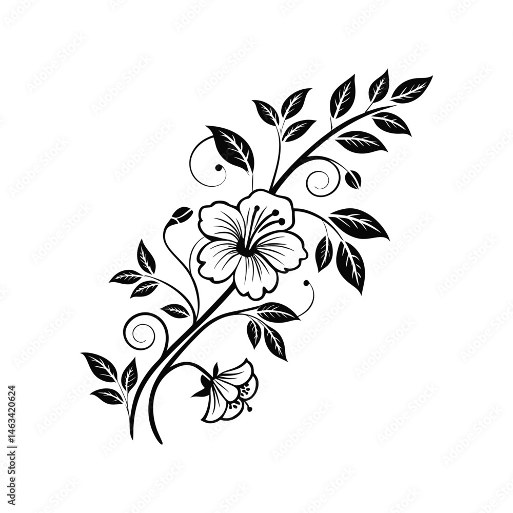 Abstract floral design silhouette vector illustration. decorative botanical ornament, elegant vintage pattern, black flower art
Abstract floral design silhouette vector illustration. decorative botanical ornament, elegant vintage pattern, black flower art