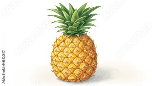 Watercolor Pineapple Illustration Realistic Botanical Painting, Tropical Fruit Concept, Pineapple art, Fruit illustration Pineapple, watercolor, botanical
