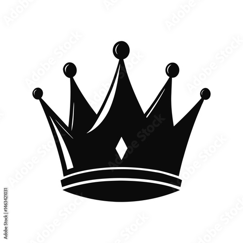 Crown silhouette vector illustration. royal king or queen crown icon, luxury monarchy symbol, elegant flat black design