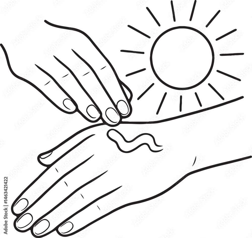 close up of hand applying sunblock cream close up of hand applying sunblock cream