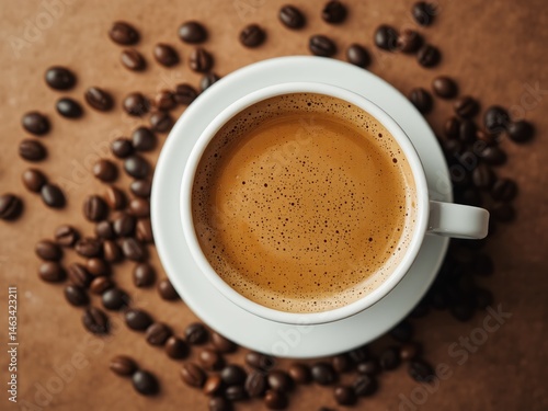 Cappuccino Coffee Panorama on Brown Background