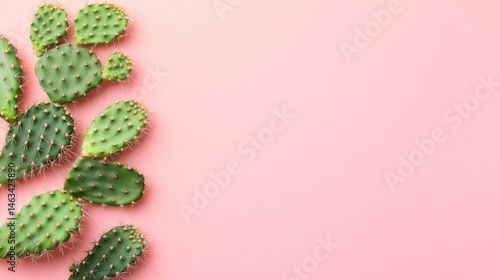 Obraz na płótnie Pink Background with Decorative Prickly Pear Cactus w salonie