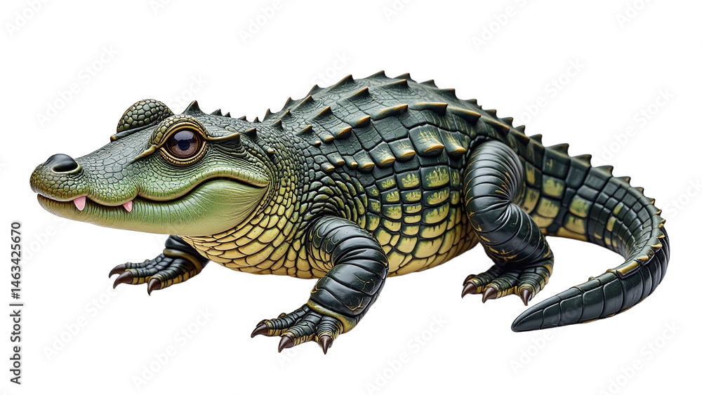 Fototapeta premium Detailed Alligator Hatchling Clipart, isolated on a white background.