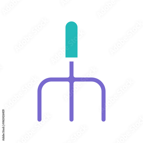 Stylized gardening fork illustration with vibrant color palette and simple design