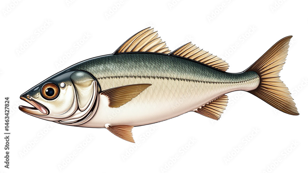 Fototapeta premium Detailed WhaleShark Pup Clipart, isolated on a white background.