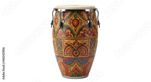 Decorated conga drum isolated PNG with Transparent Background