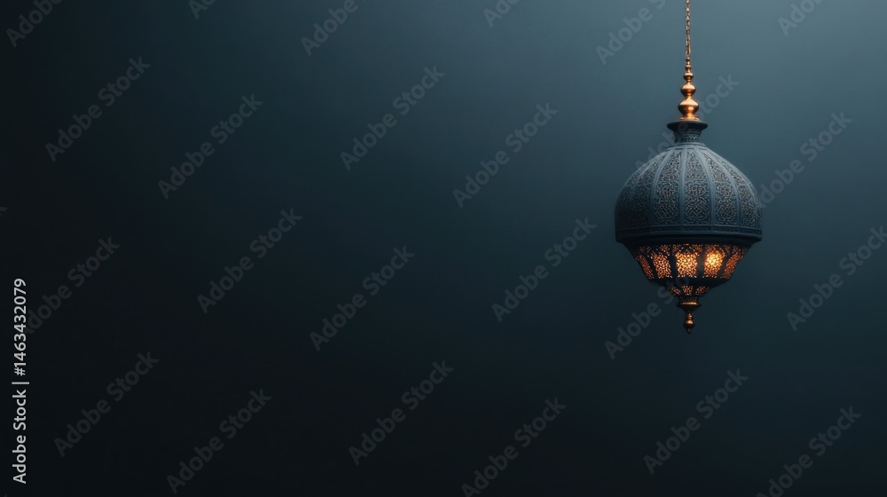 Obraz premium Serene Hanging Lantern, Illuminated in the Dark