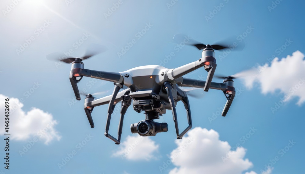 Drone in Flight Above Clouds Drone in Flight Above Clouds