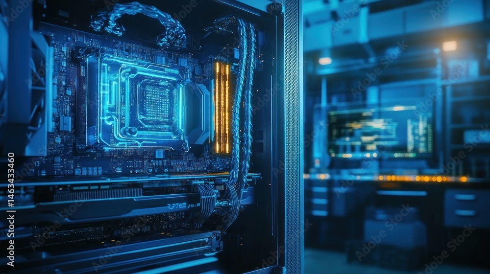 Obraz premium High-Performance Computer System: A Glimpse into the Core