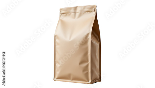 Aromatic brown bag of freshly ground coffee on a warm plaid background