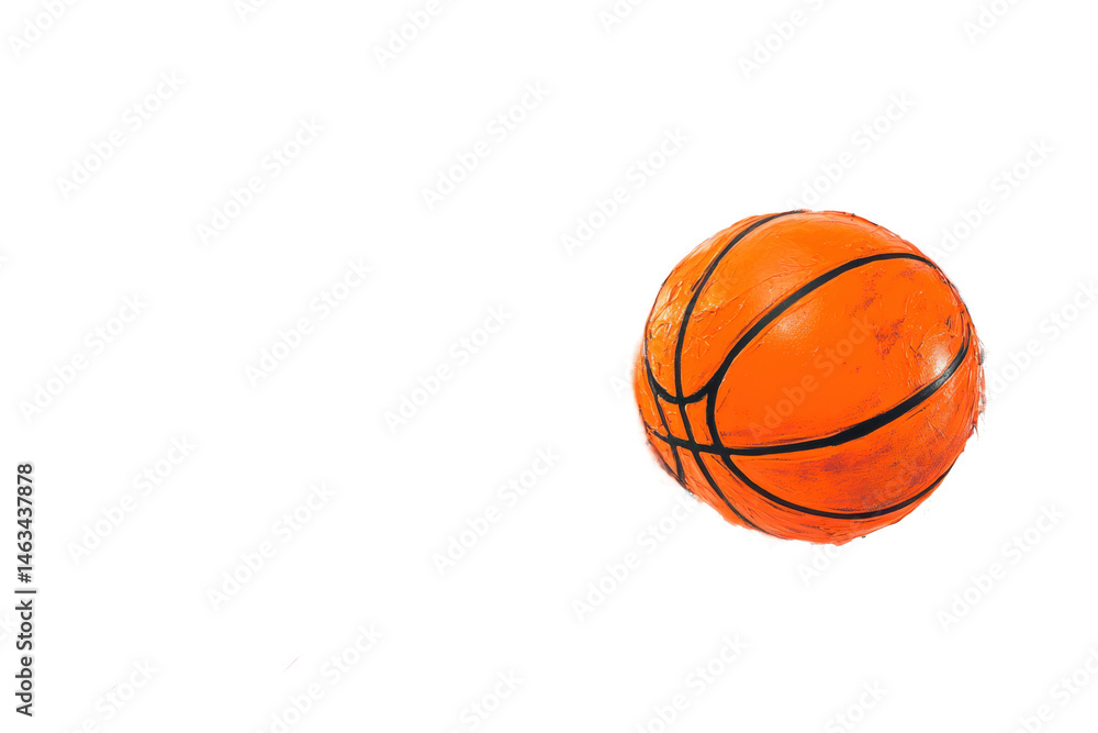 A single orange basketball with black lines isolated against a b A single orange basketball with black lines isolated against a b