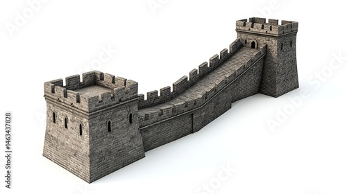 Explore the Majestic Great Wall of China Isolated on White Background. Historical and Cultural Icon.
