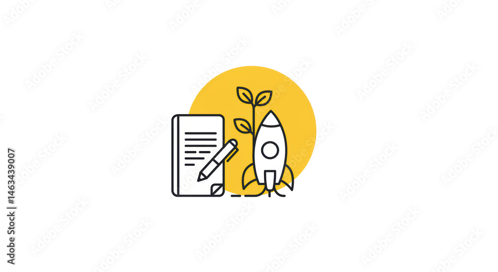 Obraz premium Growing Ideas: Business Plan and Startup Rocket