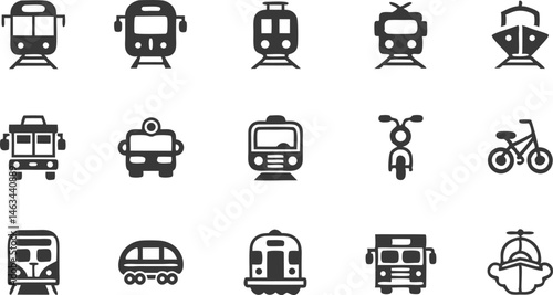 vehicle public transport line icon set  vector pic.eps