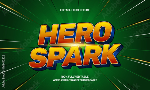 hero spark editable text effect with a super and powerful text style
