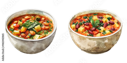 ribollita watercolor vector illustration
