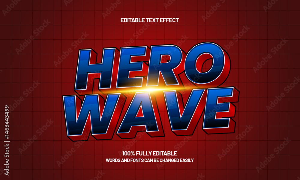 Fototapeta premium hero wave editable text effect with a super and powerful text style