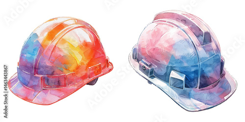safety helmet watercolor vector illustration