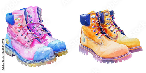 safety shoes watercolor vector illustration