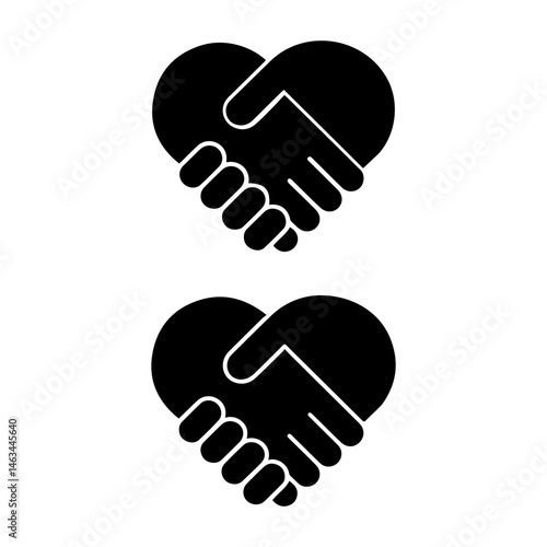 two black and white handshakes in the shape of a heart