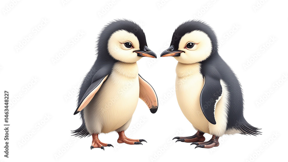 Fototapeta premium Detailed Flamingo Chick Clipart, isolated on a white background.