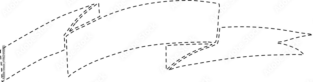 Ribbons and banner dashed line Ribbons and banner dashed line