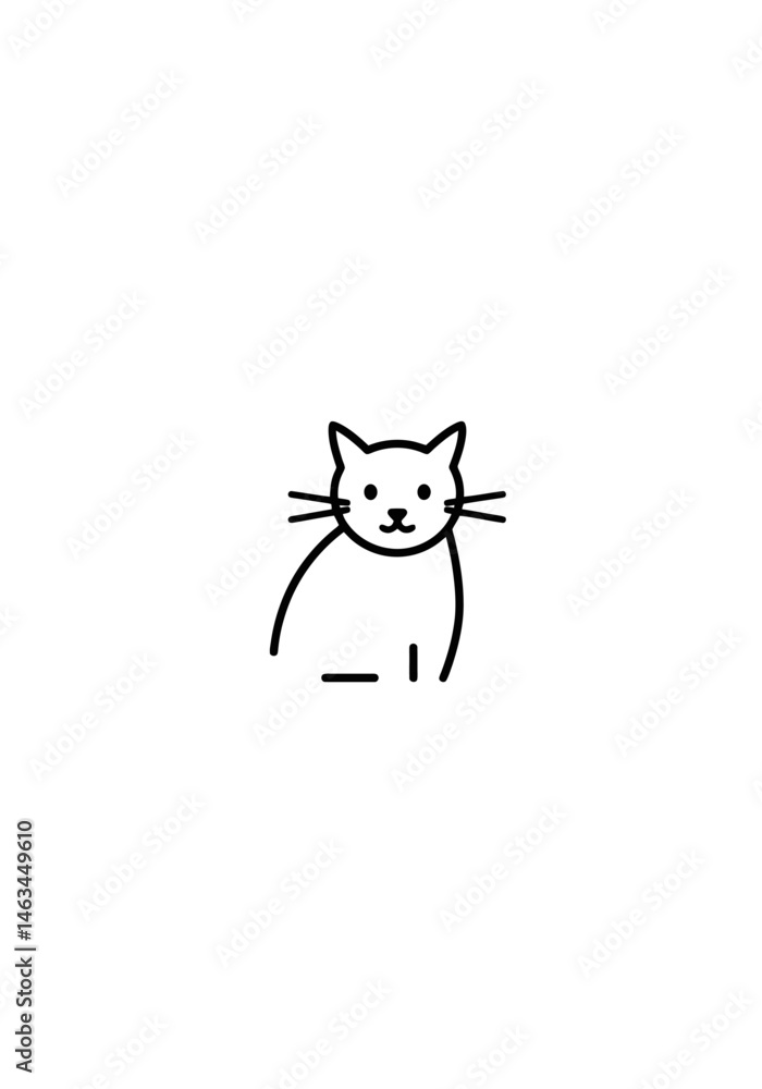 Minimalist Cat Icon: Simple Line Art Pet Portrait Minimalist Cat Icon: Simple Line Art Pet Portrait