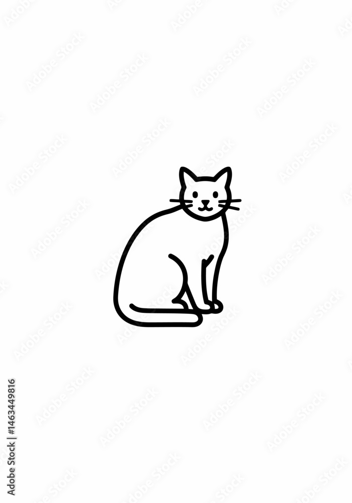 Minimalist Cat Illustration: Cute Feline Line Art Minimalist Cat Illustration: Cute Feline Line Art