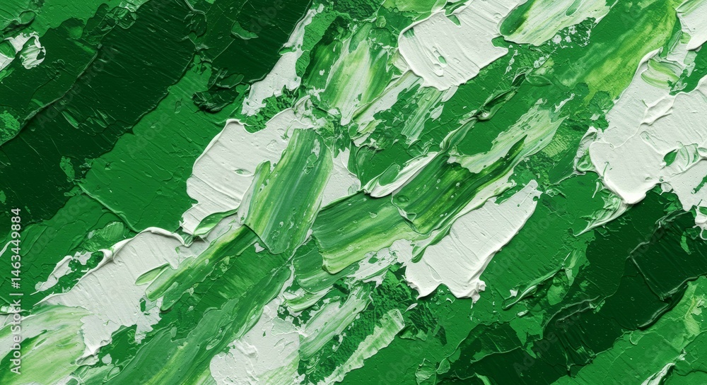 Naklejka premium Green and White Paint Brushstrokes Texture Background