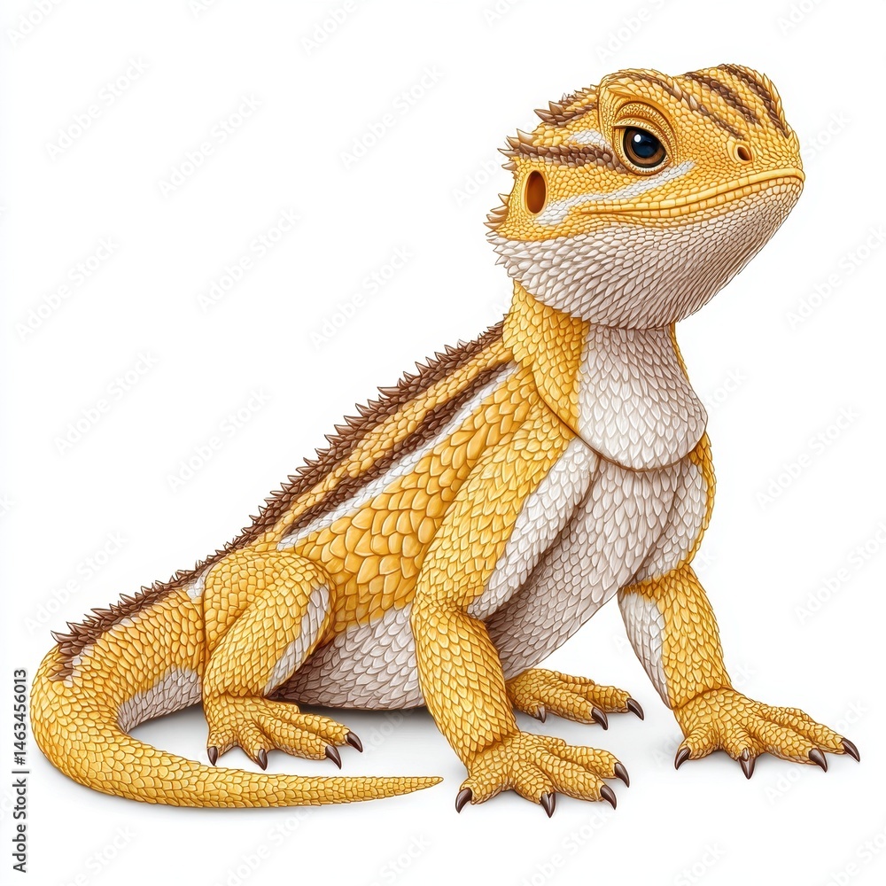 Obraz premium Yellow and White Bearded Dragon Lizard Illustration