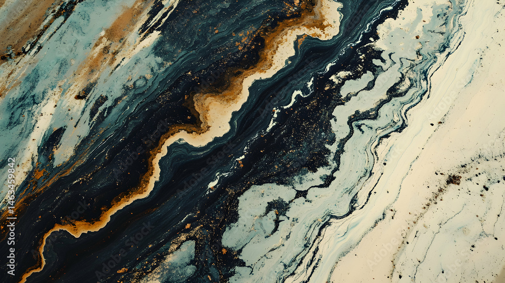 Abstract aerial view of flowing water and land formations. Abstract aerial view of flowing water and land formations.