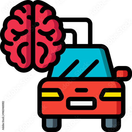 driverless car illustration on a white background     