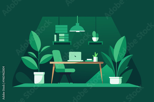 green productivity den with leafy tones and calmin
