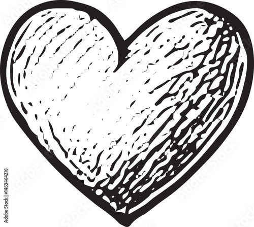 A hand-drawn black-and-white illustration of a heart surrounded by tea leaves. Ideal for tea time decor, nature-themed designs, or cafe graphics