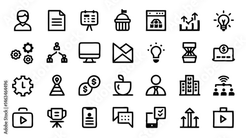 Stylish conceptual icons in vector format created with a clean flat linear style ideal for branding mobile applications infographics and UI enhancements