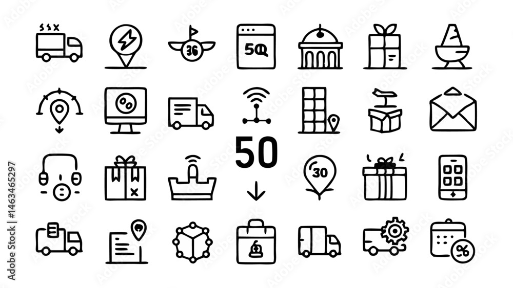 Scalable conceptual icon set in flat line vector design created for streamlined app interfaces digital design systems and responsive layout projects Scalable conceptual icon set in flat line vector design created for streamlined app interfaces digital design systems and responsive layout projects