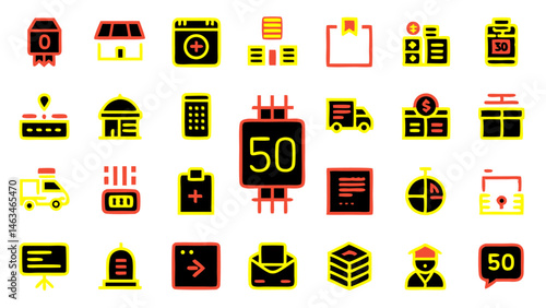 Flat line style conceptual icon design pack suitable for tech product interfaces content strategies infographics and brand identity visuals