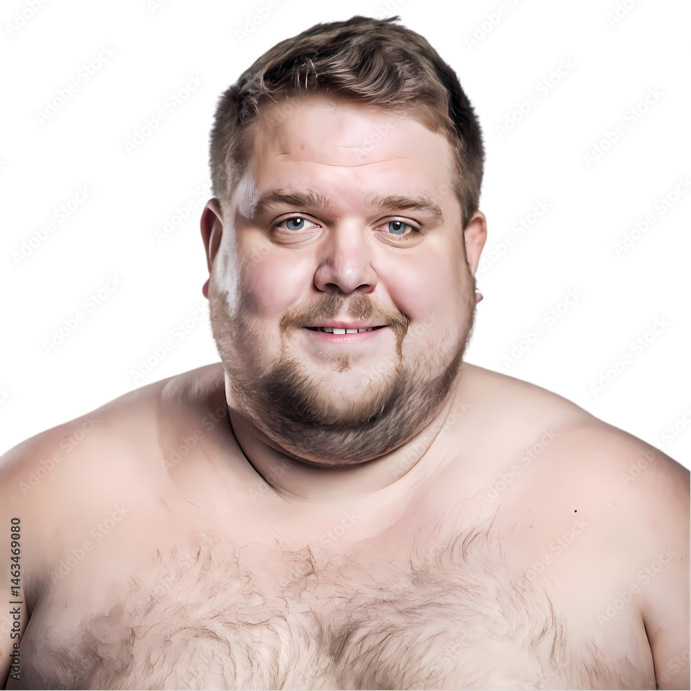 Obraz premium Fat overweight redhead Caucasian man on a transparent background