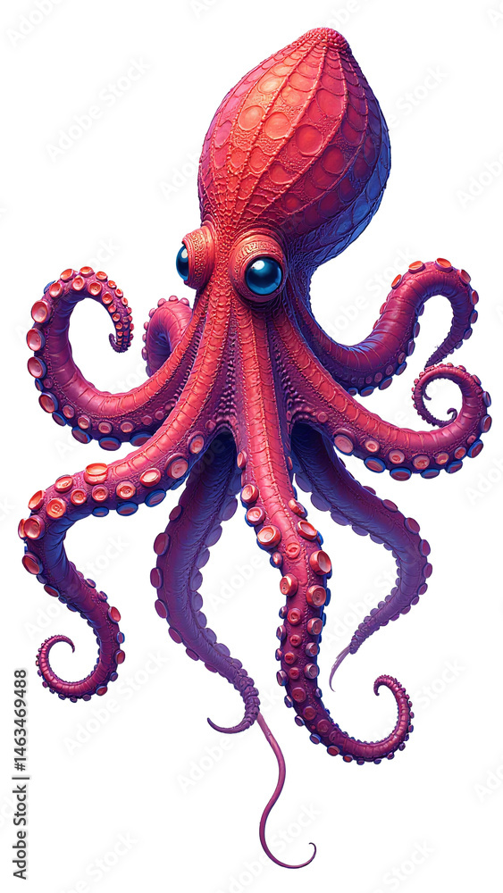 Fototapeta premium Detailed Squid Larva Clipart, isolated on a white background.