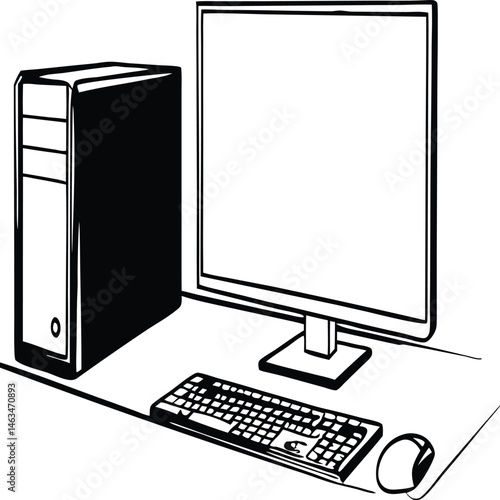 illustration of computer monitor and keyboard