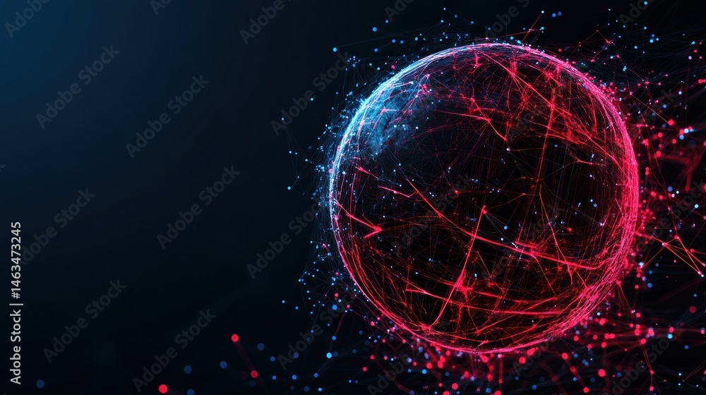 Obraz premium Glowing sphere network abstract digital connection visualization