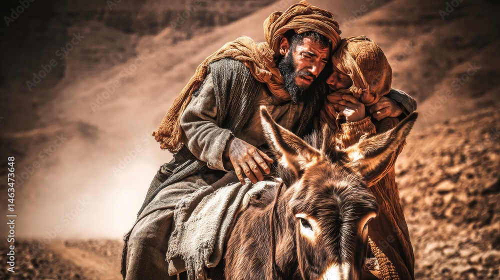 Fototapeta premium Good Samaritan helping to man, Bible story.
