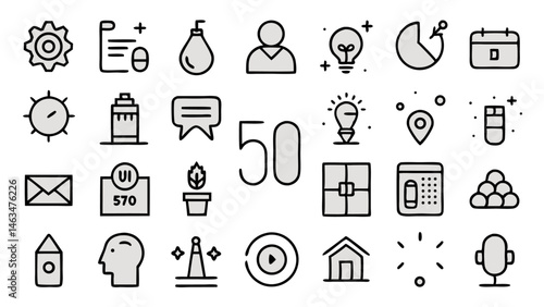 User interface icon set in a stylish linear format perfect for app design digital navigation systems and platforms focused on intuitive user experiences