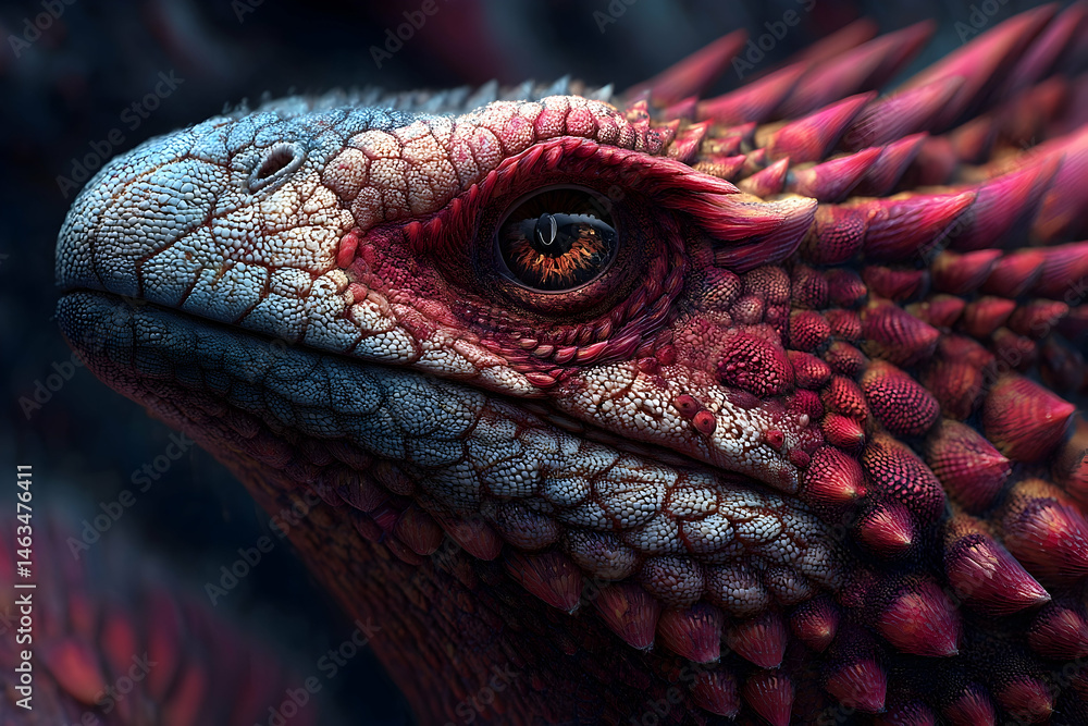 Fototapeta premium Close-up view of a fantastical lizard-like creature.