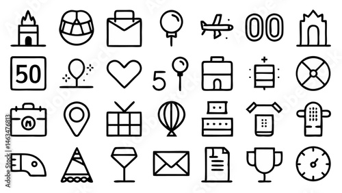 Hobby and recreational icons in a clean line style perfect for lifestyle content fun visuals mobile apps and digital designs focused on enjoyment and leisure