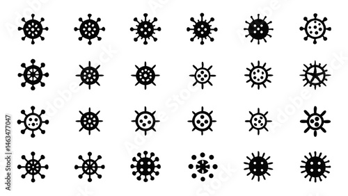 Comprehensive line icon set of graphic resources for site and application design includes navigation controls and interface elements for UI UX professionals