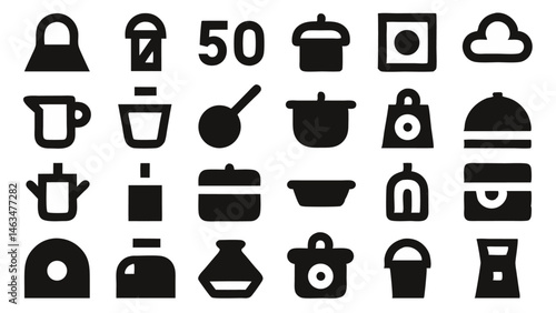 Highly usable icon set with clean lines for application and website development covering a variety of common interface elements in a modern visual style